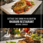 Dishes from dinner at Rhubarb Restaurant in Haliburton - pin image.