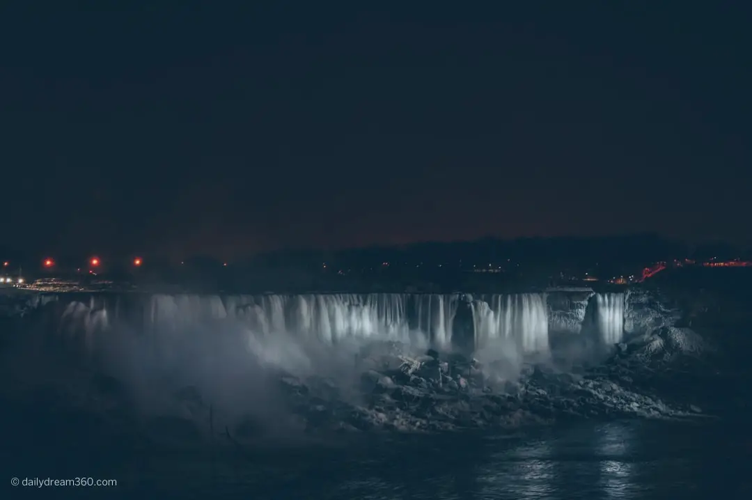 View of the falls at night