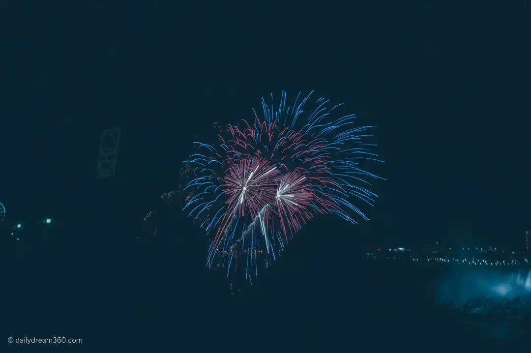 Fireworks over falls