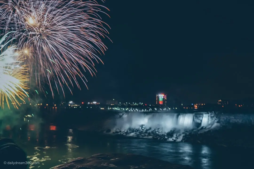 Fireworks over American Falls Niagara Falls New Year