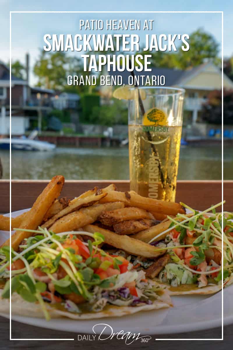 Looking for a great restaurant in Grand Bend Ontario? Smackwater Jack's Taphouse is located right on the channel waters for a breathtaking patio and dinner experience complete with a famous Grand Bend sunset. | #Ontario #Travel #DiscoverON #GrandBend #restaurant #beachvacation |