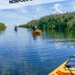 Kayaks in river with text: Things to do in Norfolk County Ontario