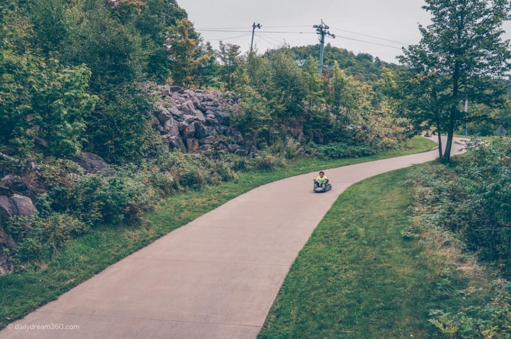 Luge Vehicle going down path on Mont Tremblant