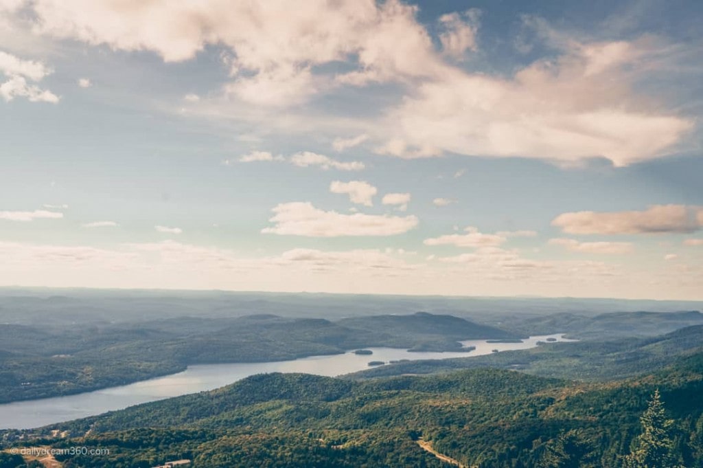 Autumn colours and view from observation tower atop of Mont Tremblant Quebec