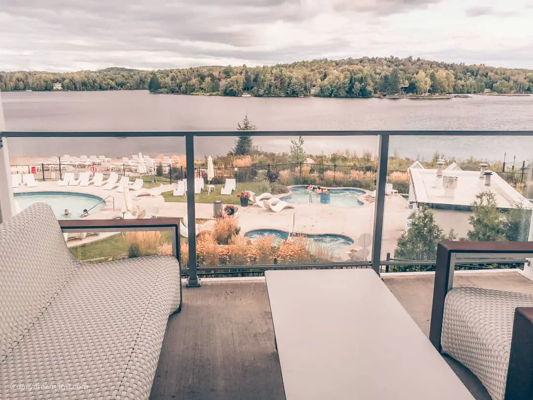 Larger patio on the Emotion side of the Esterel Resort and Spa Quebec