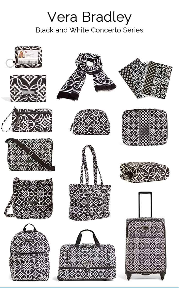 Vera Bradley's Winter 2015 collection is the black and white pattern "Concerto". A travel style that goes with everything no matter what time of year it is.