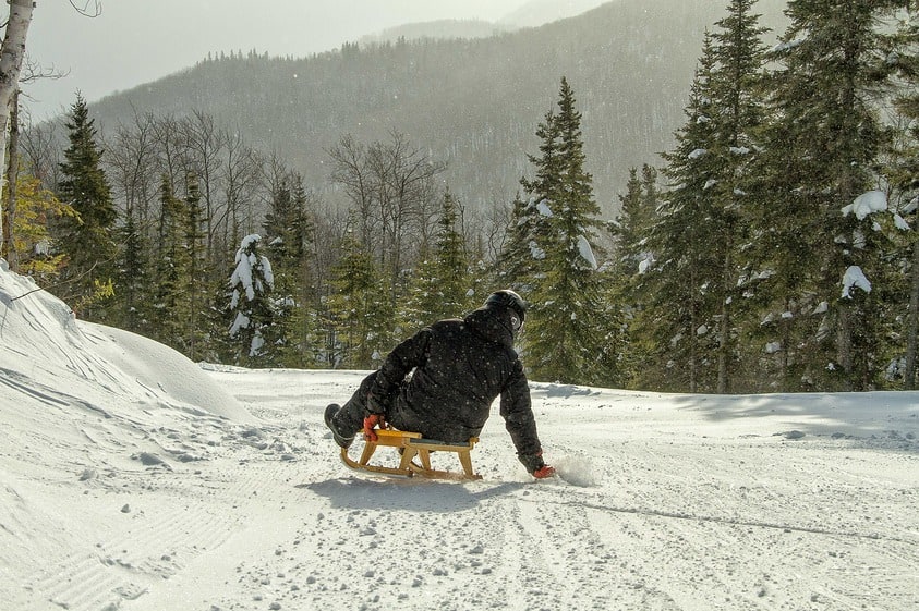 Wooden sledding at Le Massif Charlevoix