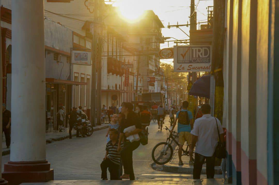 sunset on street Cuba Excursion Downtown Holguin Cuba