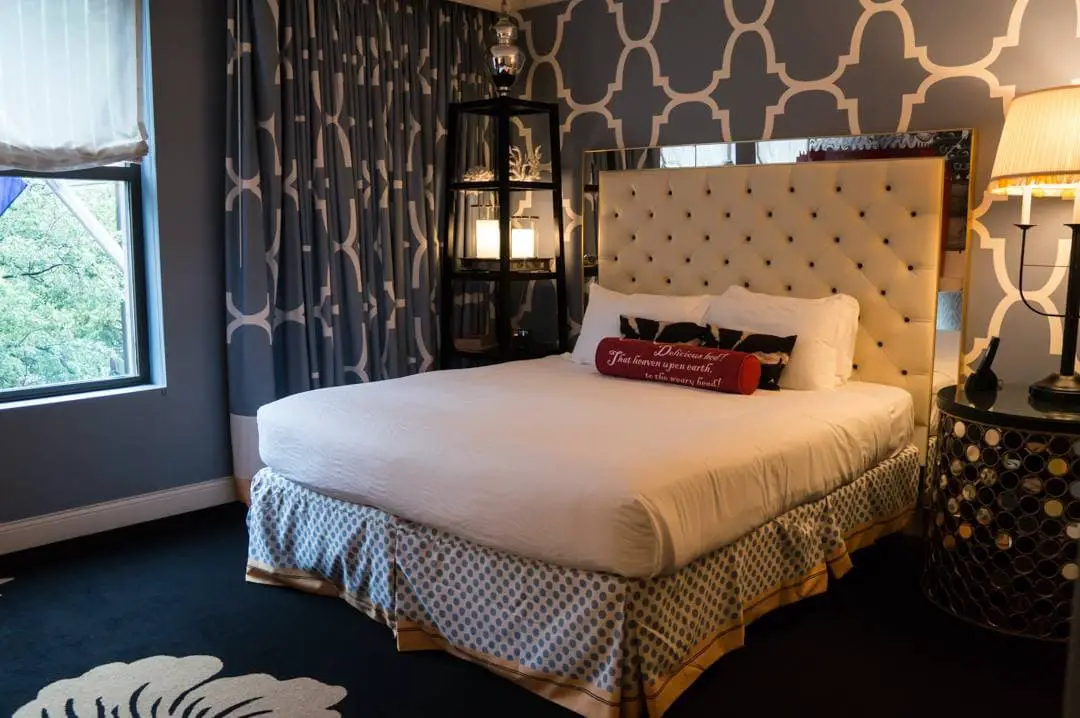 Bed in boutique room at Kimpton Hotel Monaco Philadelphia