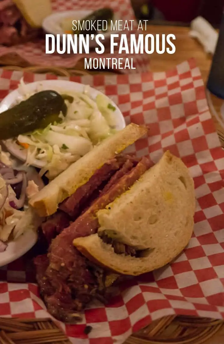 Often at the top of Montreal's Best Smoked Meat Restaurant lists, Dunns Famous Smoked Meat Restaurant is a bit touristy, but you'll get a great sandwich. | Restaurant | Smoked Meat | Deli | Montreal | Quebec |