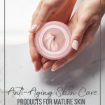Woman's hands holding jar of face cream with text Vichy Neovadiol Line Up of Anti-Aging Skincare Products For Mature Skin