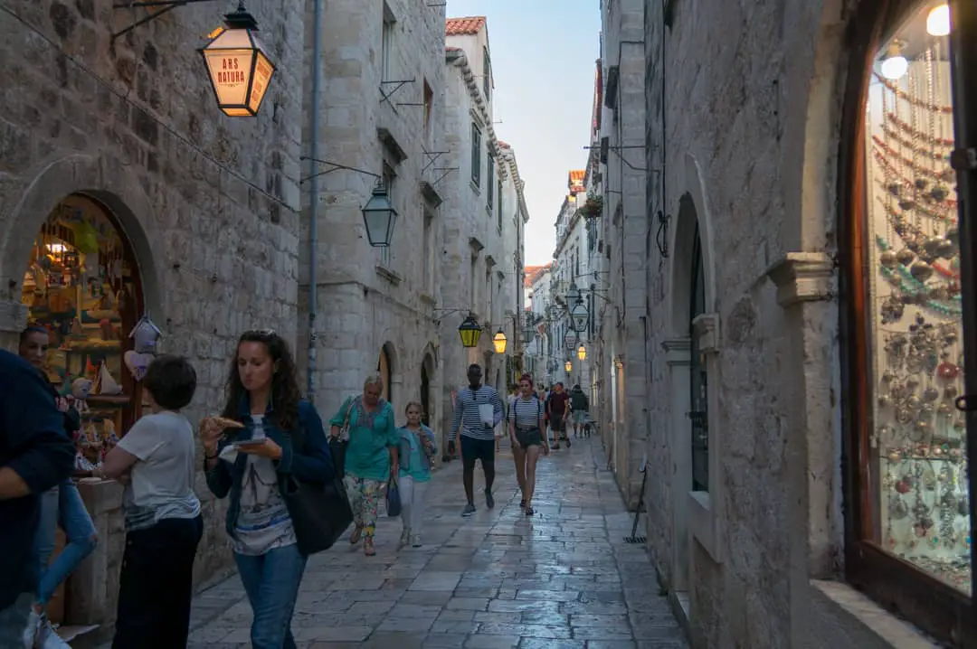 Narrower streets were less busy in Dubrovnik