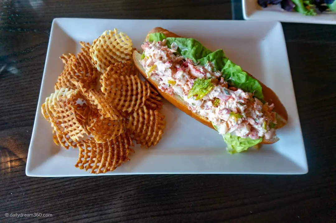 Lobster roll and waffle fries