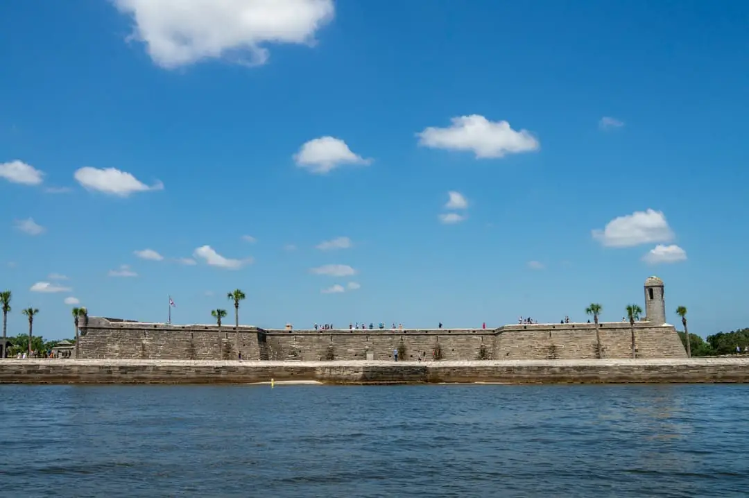 View of the historic fort Castillo de San Marcos St Augustine from the water