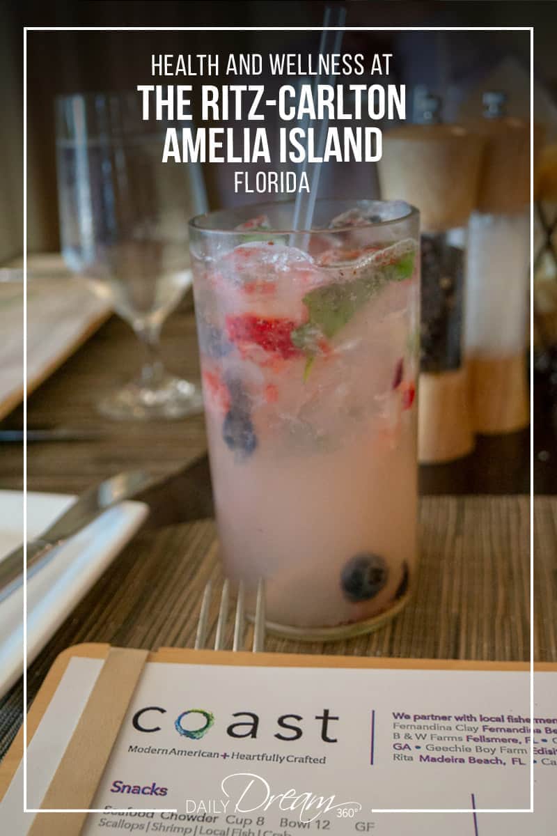 drink on table at coast restaurant in Ritz-Carlton Amelia Island