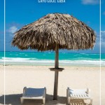 Two chairs under umbrella at beach Iberostar Mojito, Cayo Coco, Cuba