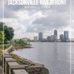 Jacksonville riverfront walk with view of skyline