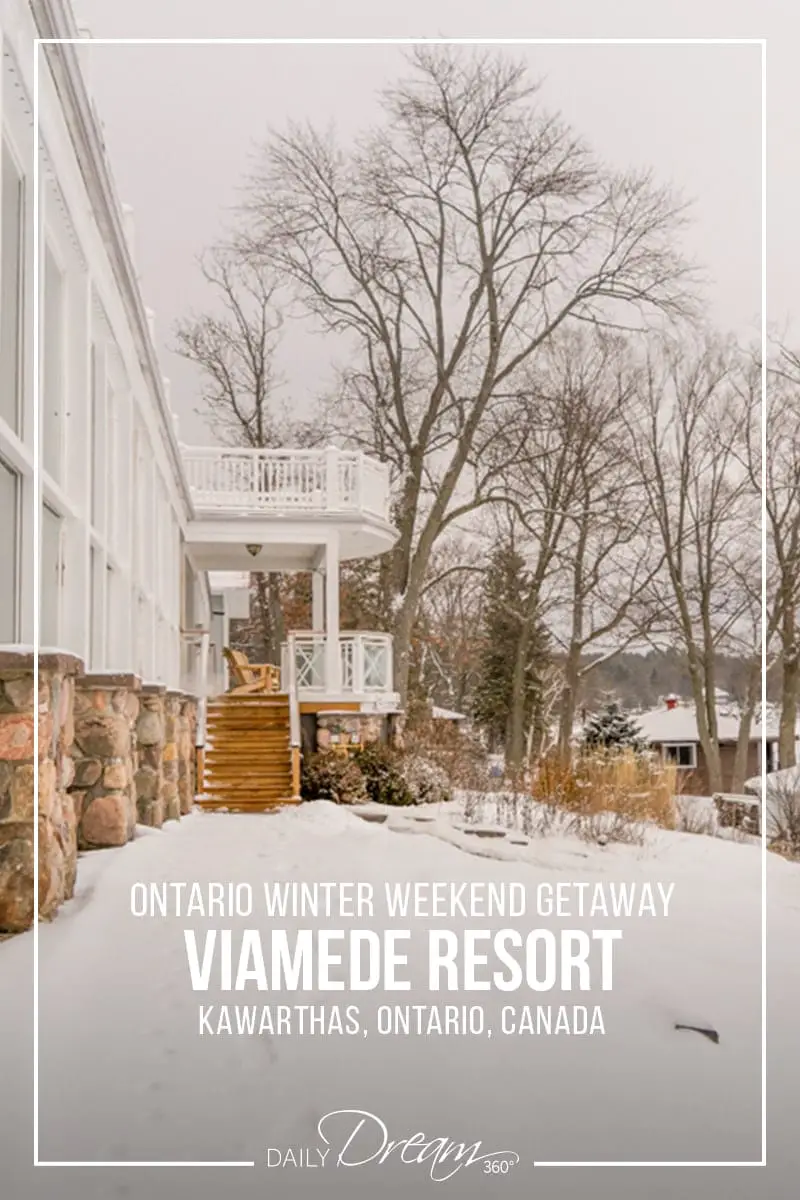 Viamede resort building in snow