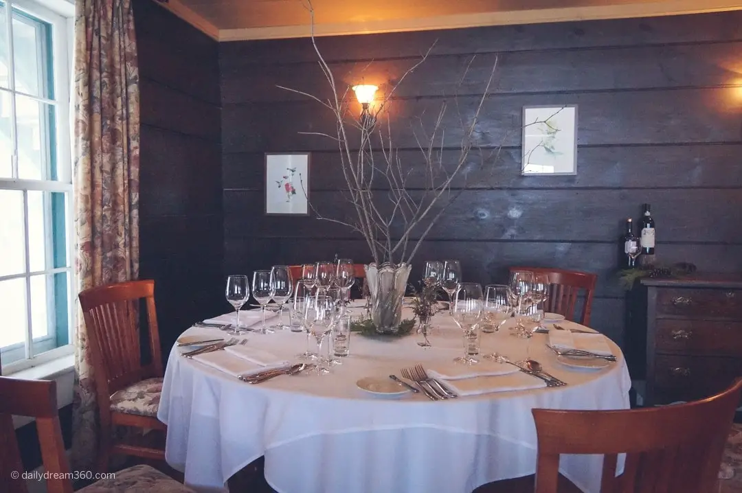 Table set inside Inn at Mount Julian Restaurant