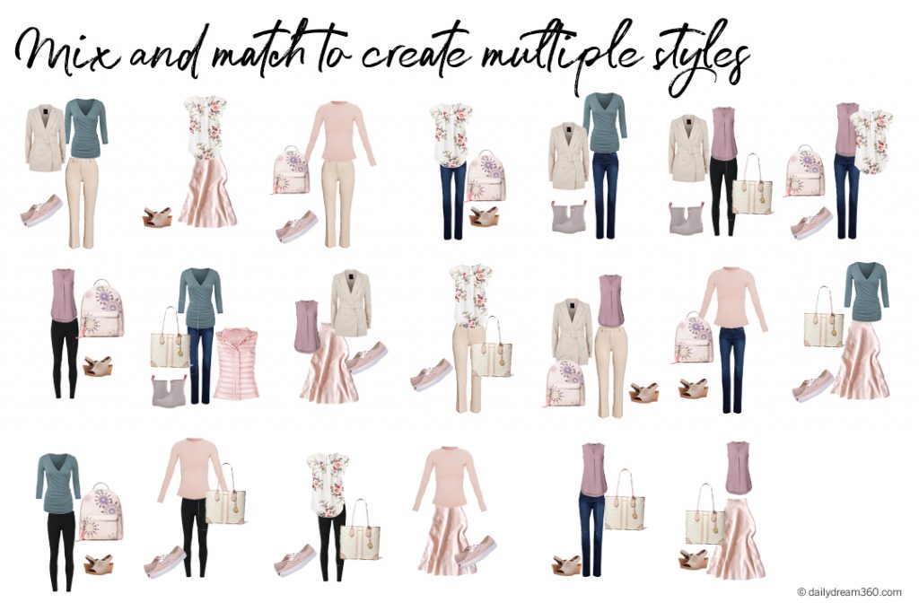 20 outfits from 16 items spring capsule wardrobe