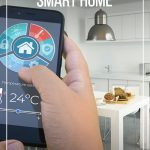 Hand with smart phone controlling home automation and text: Best Gifts for a Smart Home
