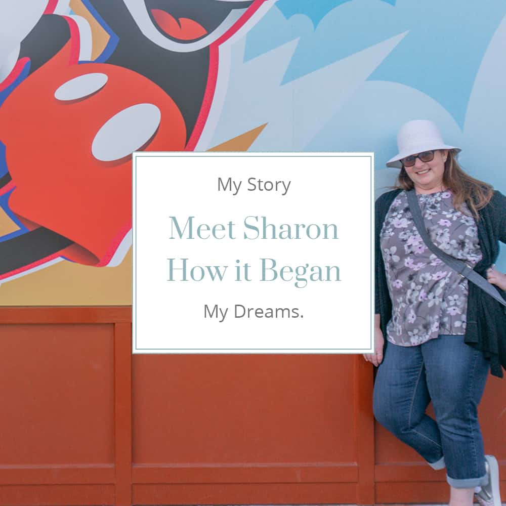 Sharon Mendelaoui standing at Mickey Mouse wall with text Meet Sharon