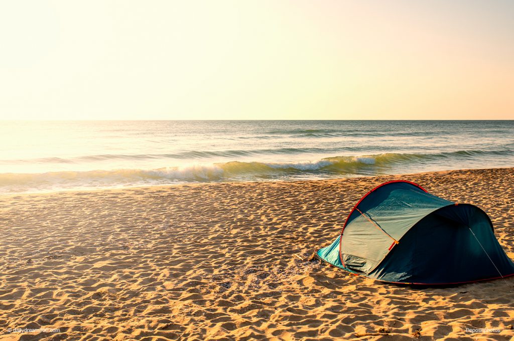 Pop up beach shade on the beach