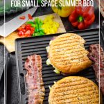 Food on grill with text Best Indoor Grills for Your Small Space Summer BBQ