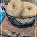 Bagels in basket behind and text How to Make Weight Watchers 2-Ingredient Dough for Bagels