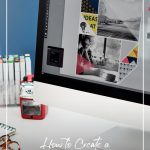 Computer with brand board on screen with text How to Create a Brand Board for Your Blog or Business + Free Template (pinnable image)