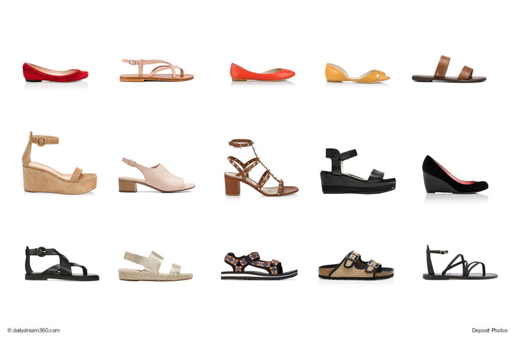 Shoe styles on white background Hottest Summer Styles Most Comfortable Shoes and Sandals for Summer