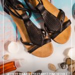 Shoes on white background with pin text Hottest Summer Styles Most Comfortable Shoes and Sandals for Summer