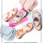 Shoes on white background with pin text Hottest Summer Styles Most Comfortable Shoes and Sandals for Summer