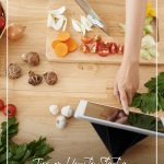Woman preparing healthy meal with pin text Tips on How to Start a Healthy Lifestyle and Stick to It