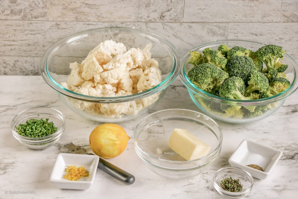 ingredients for Boiled Broccoli and Cauliflower with Herb Butter recipe