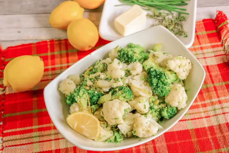 Boiled Broccoli and Cauliflower with Herb Butter