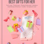 Pin image with text: Ultimate List of the Best Gifts for Her Based on Her Interests 3d images of gifts coming out of a phone