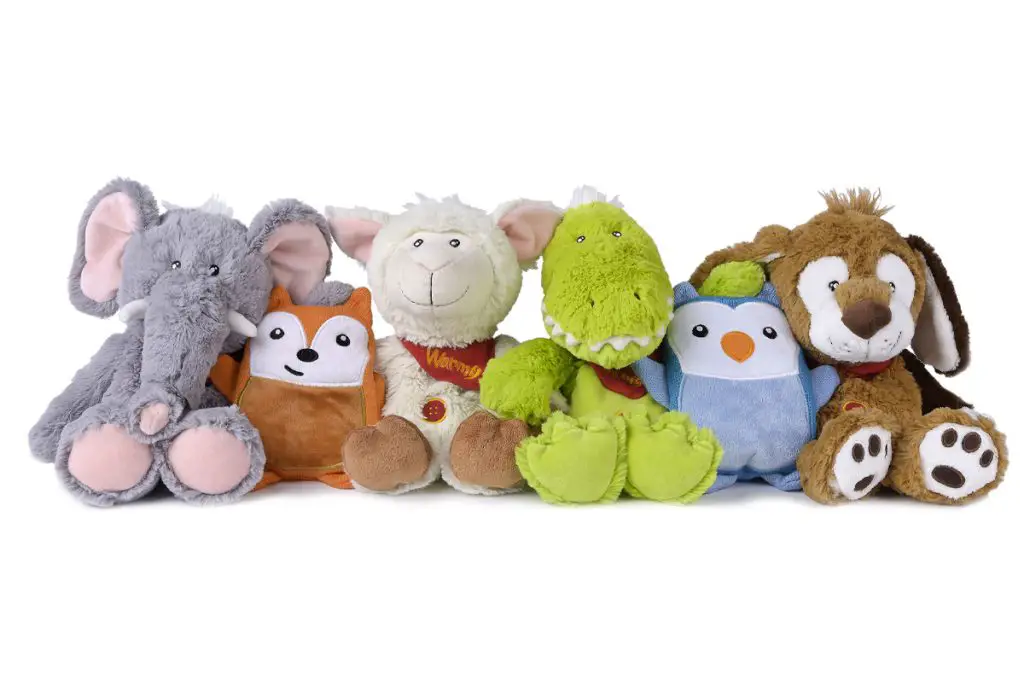 line up of Magic Bag Warmy stuffed animals