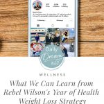Smartphone on Rebel Wilson's instagram page with pinnable text: What We Can Learn from Rebel Wilson's Year of Health Weight Loss Strategy