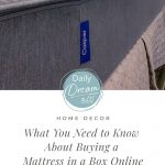 Casper select mattress on bed frame with text What You Need to Know About Buying a Mattress in a Box Online (pin image)