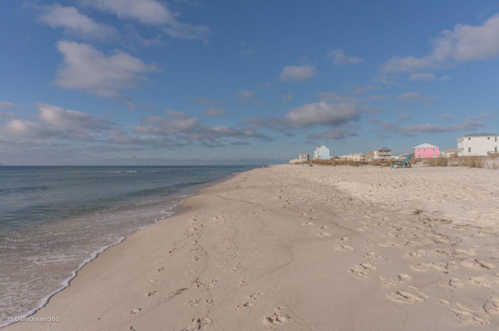 View of beach with beach houses in background Fort Morgan Alabama