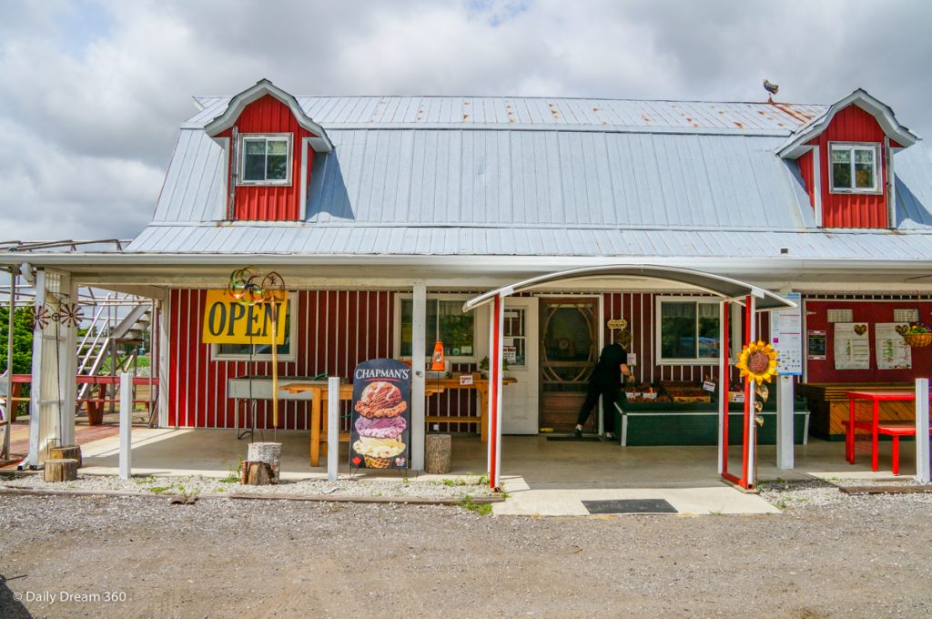 Outside the farm store at Cider Keg Farm Market Vittoria Ontario