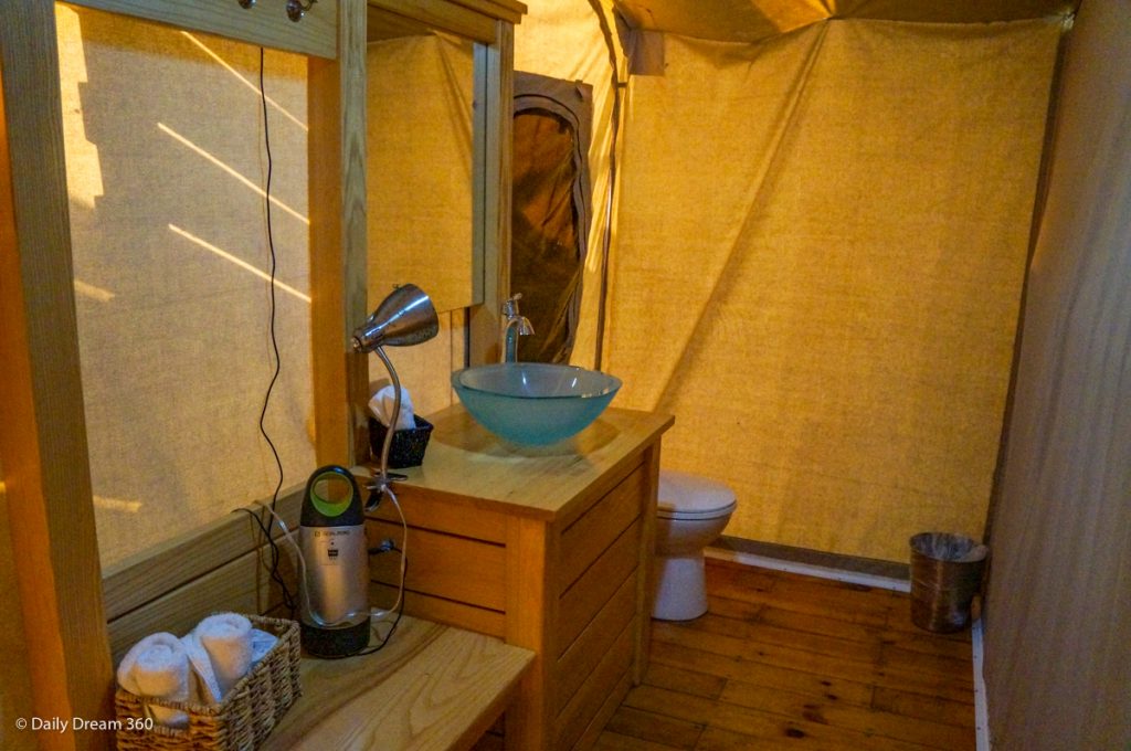 Bathroom inside Wilderness Tent at Long Point Eco Adventures Resort