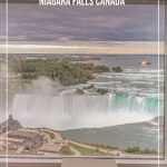 Pin image view of Niagara Falls from Fallsview hotel room window and the text: Niagara Parks Adventure Pass. Best Attractions in Niagara Falls Canada