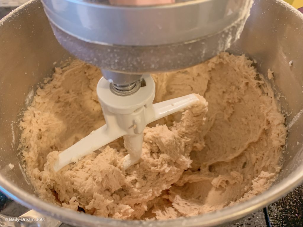 Mixing ingredients for no sugar cookies in mixer