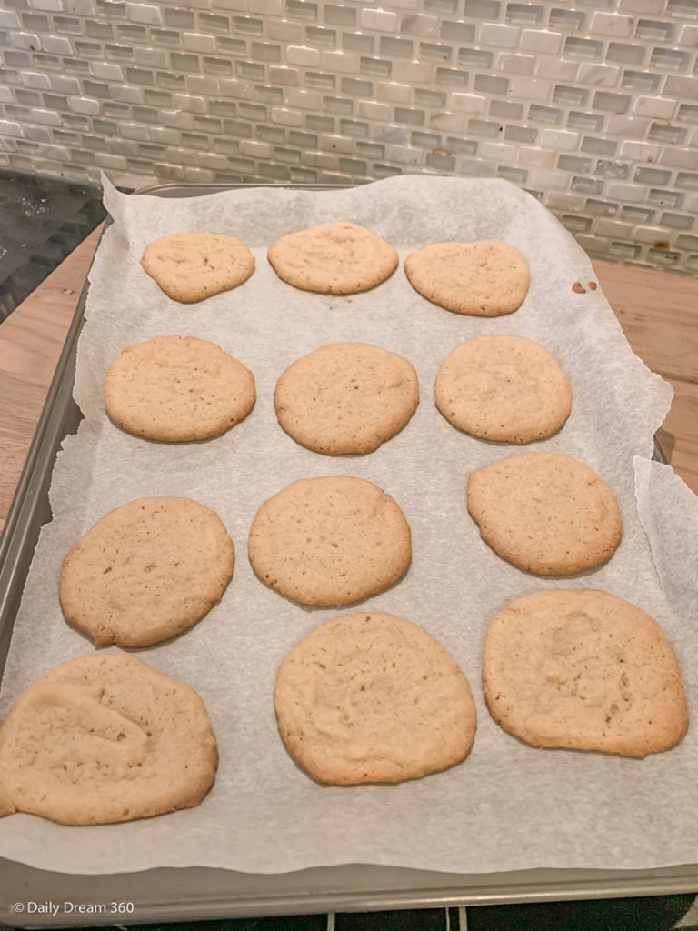 Low carb sugar cookies on baking sheet