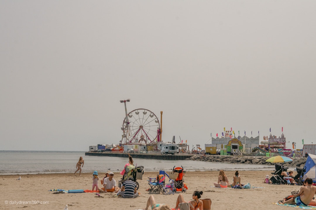 View of boardwalk during fair in Cobourg Ontario