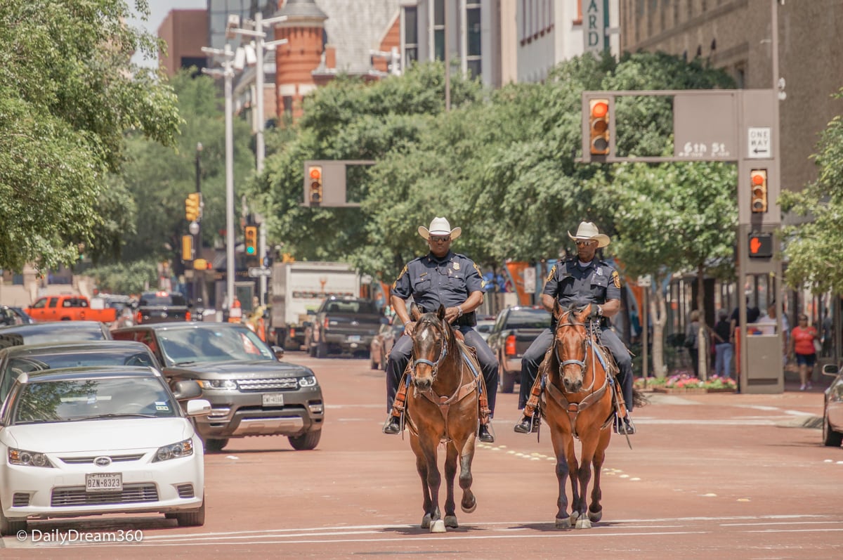 Police on horseback in Fort Worth Texas