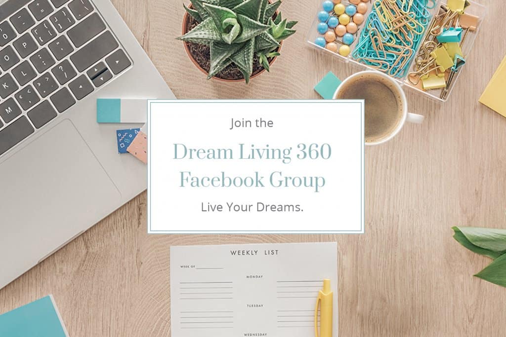 Join Dream Living 360 Facebook Group with Computer and desktop in background