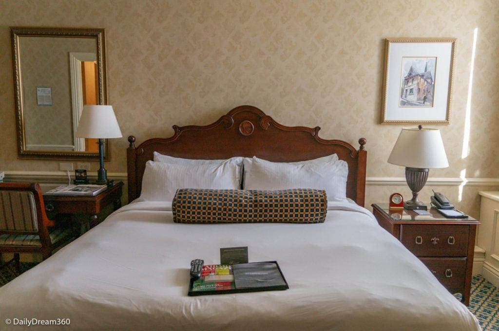 Bed inside room at Fairmont Chateau Frontenac